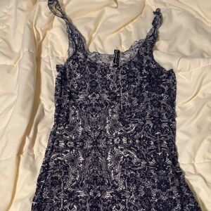 Free People Navy & White Lace Tank Sheer Size M